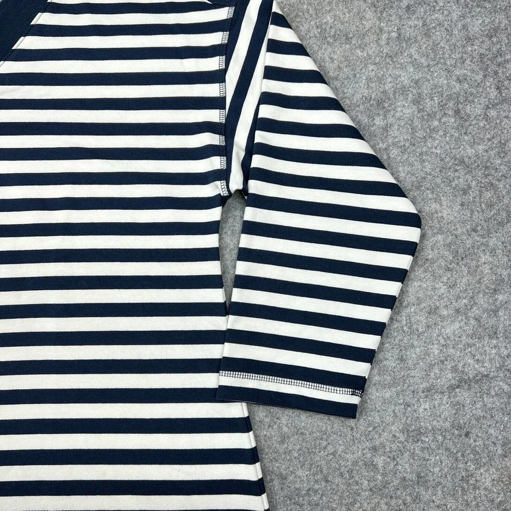 J Jill Sweater Womens Extra Large Petite‎ Blue Striped Long Sleeve V Neck Knit